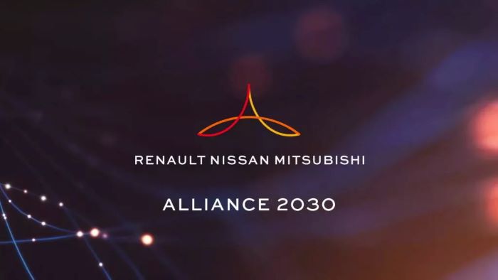 Logo aliansi pabrikan otomotif Reanult, Nissan dan Mitsubishi