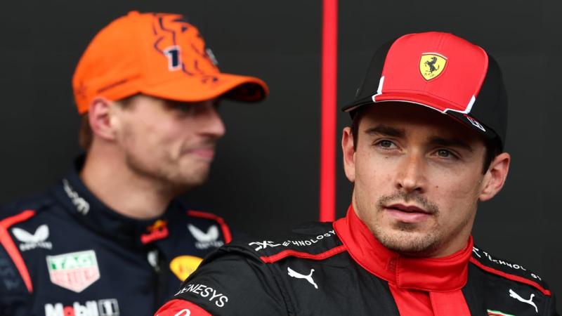 Max Verstappen (Red Bull Racing) dan Charles Leclerc (Ferrari). (Foto: f1)