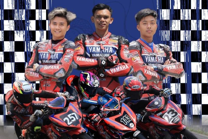 Trio pembalap Yamaha Zier, dari kiri Jordan Badaru, Alfi Husni dan Alvin, berharap menjadi yang terbaik pada seri 4 Oneprix 2023 di SIKC Bogor Jawa Barat. (foto : ist)