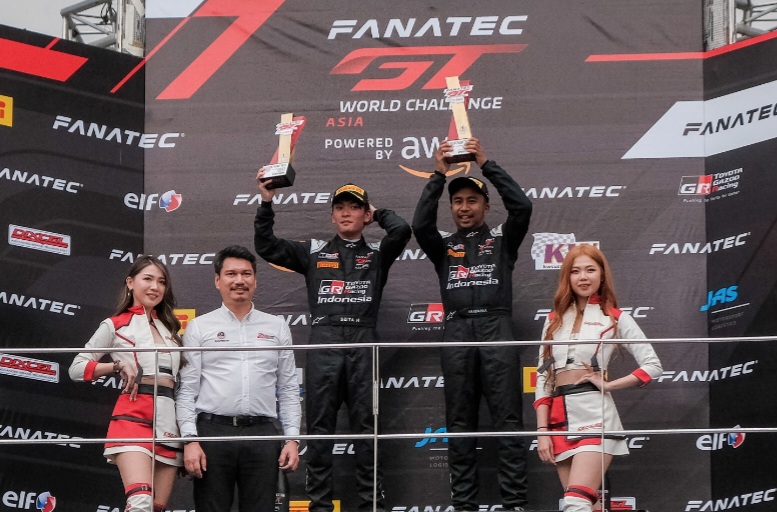 Duet Haridarma Manoppo dan Nonaka Seita dari Toyota Gazoo Racing Indonesia melakukan debut gemilang dengan meraih tunner up overall GT4 Fanatec GTWCA 2023. (foto2 : tgrindonesia)