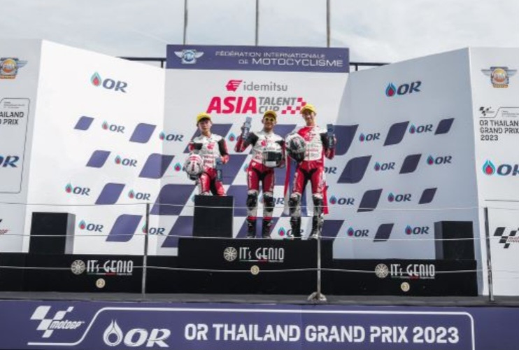 Veda Ega Pratama, pembalap binaan Astra Honda Motor mencetak prestasi membanggakan pada event Asia Talent Cup 2023 di sirkuit Buriram, Thailand, Minggu (29/10/2023)