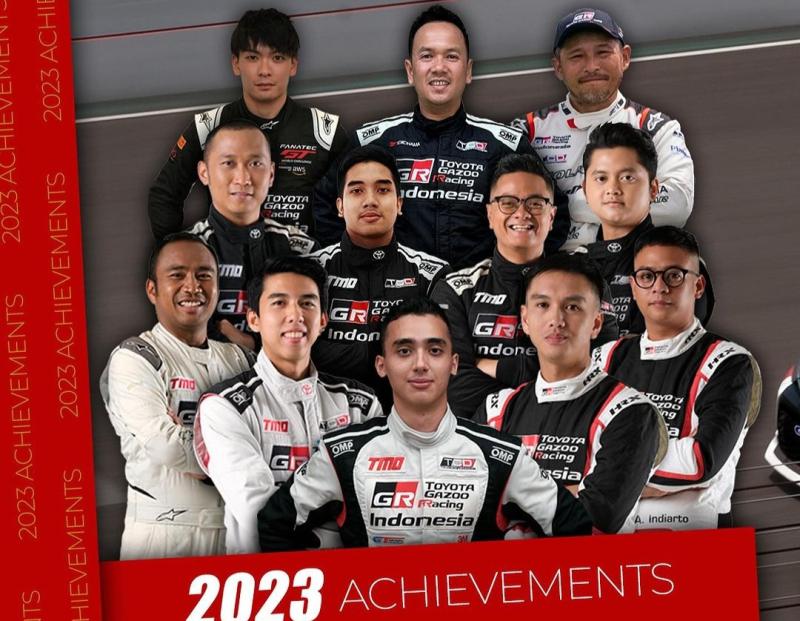 Skuad pembalap Toyota Gazoo Racing Indonesia dengan pencapaian terbaik di ajang balap mobil, autokhana (slalom), Sprint Rally, Fanatec GT World Challenge Asia, dan AXCR. (foto2 : tgri)