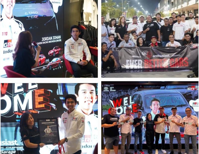  Pembalap Toyota GAZOO Racing Indonesia Jordan Johan sebarkan Spirit of Motorsport kepada komunitas GAZOO Racing Enthusiast di GR Garage of Auto2000 PIK2 Jakarta Utara. (foto2 : GR Enthusiast)