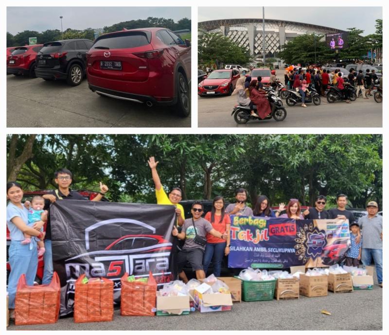 Komunitas mobil Mazda CX5 Nusantara pilih turun ke jalan bagi bagi takjil lintas chapter di Cikarang Kabupaten Bekasi 